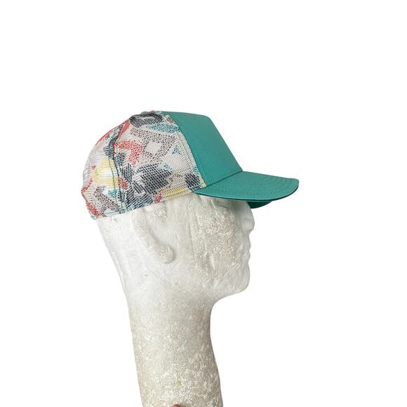 Prana Geometric Teal Trucker Mesh Snapback Hat Cap Womens - Picture 3 of 7